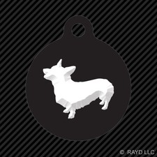 Corgi Keychain Round with Tab dog engraved many colors dog canine pet