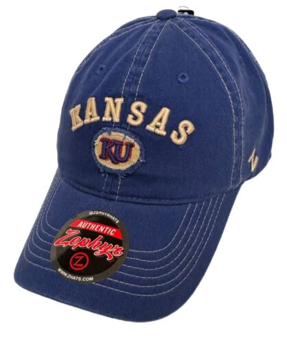 Zephyr NCAA Kansas Jayhawks “Centerpiece" Unstructured Curved Bill Dad Hat NWT - Picture 1 of 6