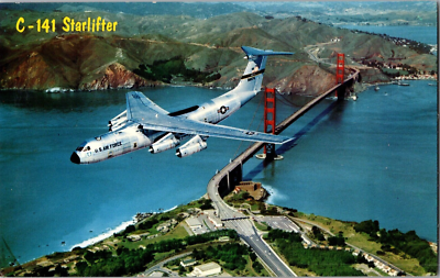 Vtg Postcard Airplane, C-141 StarLifter, Travis Air Force Base