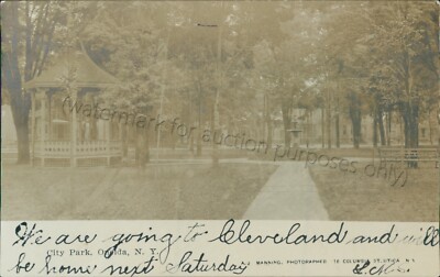 Oneida, NY - City Park RPPC 1905 - Vintage Madison, New York Real Photo Postcard