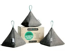 purely basic Bamboo Charcoal Air Purifying Bags (Set of 3) - Beige
