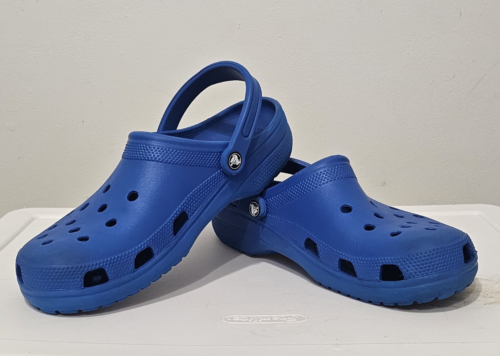 Men's Size 12 Blue Crocs Baya Classic Band Waterproof Slip-On Clogs Sandals-image