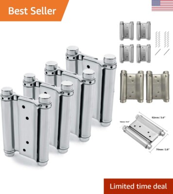 2 Pairs 4Pcs of 3'' Stainless Steel Cafe Saloon Door Swing Self Closing Double...