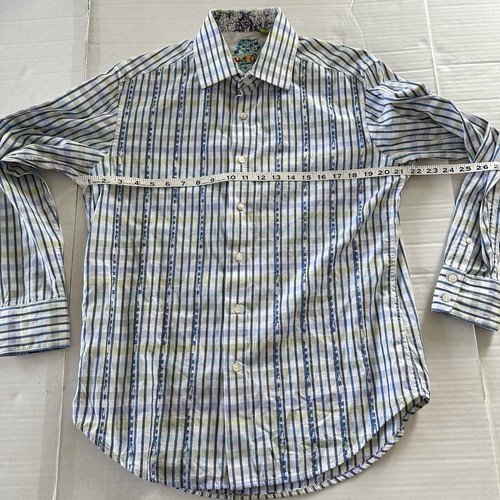 Robert Graham Mens M Embroidered & Striped Button Up Long Sleeve Flip Cuff Shirt - Picture 6 of 15