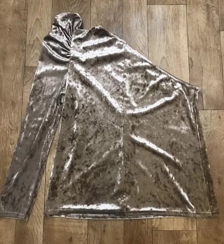 V By Very Mink Gold Crushed Velvet One Shoulder Long Sleeve Ruched Top UK16 106 - Picture 11 of 11