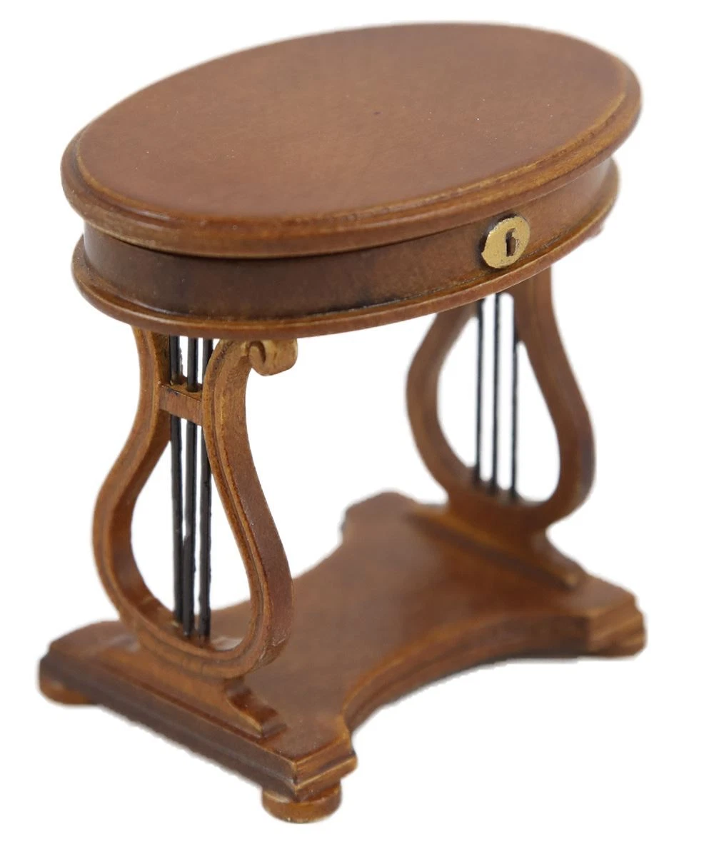 Dolls House Victorian Needlework Sewing Box Side Table Walnut JBM