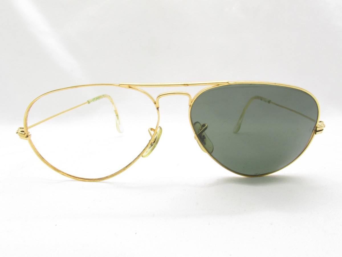 RAY-BAN B&L AVIATOR TEARDROP L0205 YOAS GOLD METAL SUNGLASSES 58