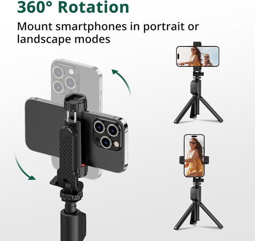 ATUMTEK Phone Tripod Mount, Universal Smartphone Mount Adapter with 2 Cold Shoe - Picture 3 of 12