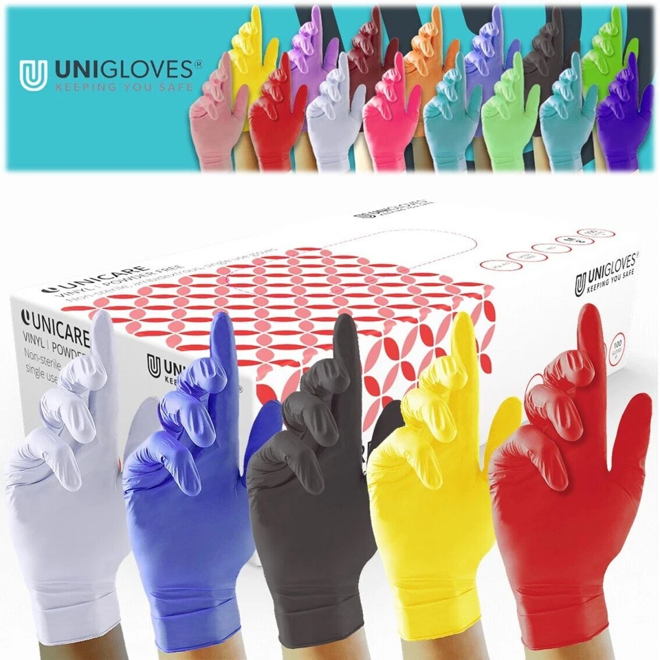 DISPOSABLE GLOVES NITRILE POWDER FREE LATEX FREE VINYL PINK BLUE TATTOO CAR