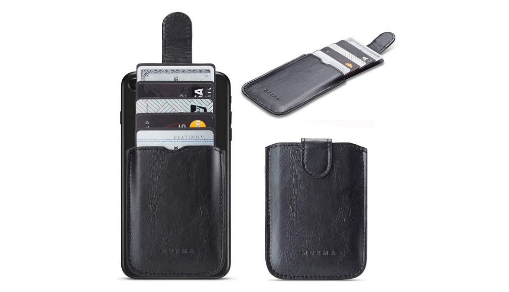 Slim RFID Blocking PU Leather Phone Card Holder Black Travel Pocket Purse-image