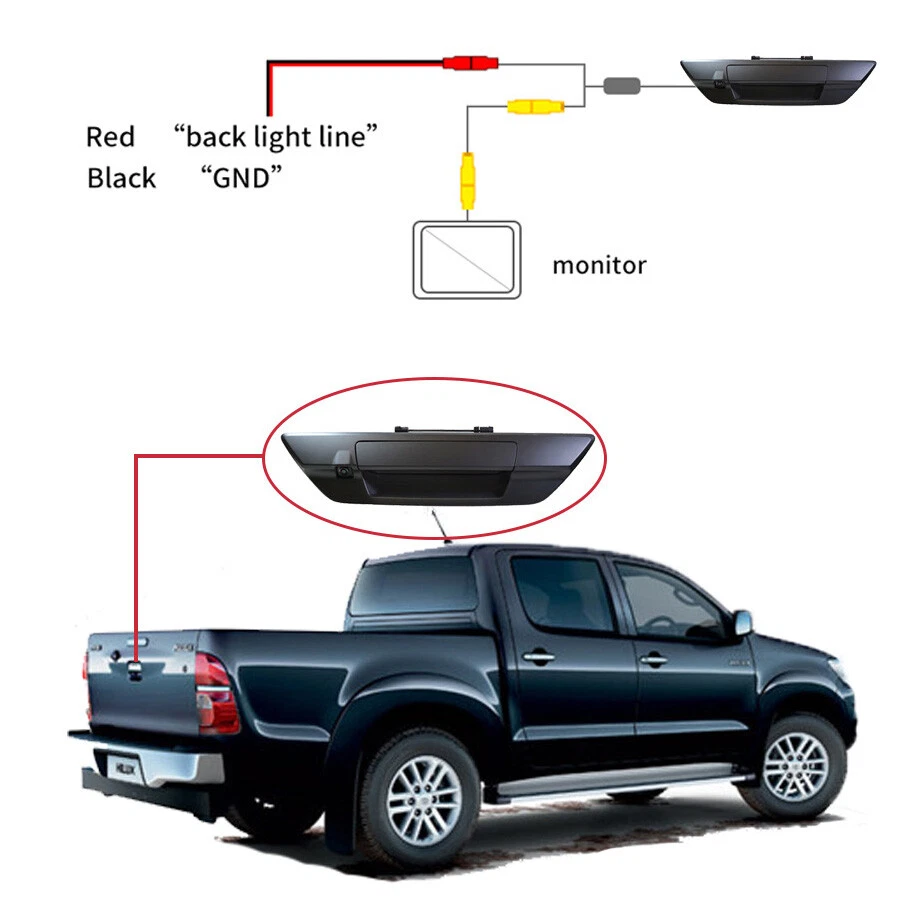 Car Rear View Camera For Toyota Hilux Revo 15-C N/A Trunk Handle Reverse Cam CCD - Image 4 of 4