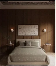 NIP Lemieux Maree Geometric Embroidered Modern Full/Queen 1 Duvet Cover 2 Shams