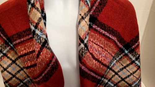 LF Love Of Fashion Acrylic Wrap Scarf Shawl Fringe 53"x51" Burgandy #904 Plaid - Picture 18 of 18