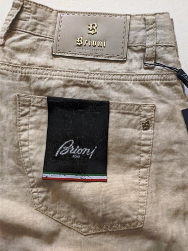 PANTALÓN BRIONI HOMBRE BEIGE LINO TALLA 32 - Imagen 2 de 9