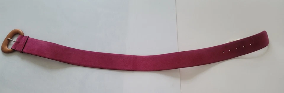 Novo com etiquetas Ralph Lauren Collection cinto de camurça rosa/fivela de madeira Itália $495 - Imagem 3 de 4