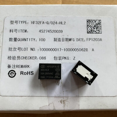 10Pcs Hongfa HF32FA-G-024-HL2 Power Relay 4 Pins 24VDC 10A 250VAC