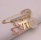 Jewish Baby Gold Stroller Pin With Chai, Star Of David, And Prayer — photo 1