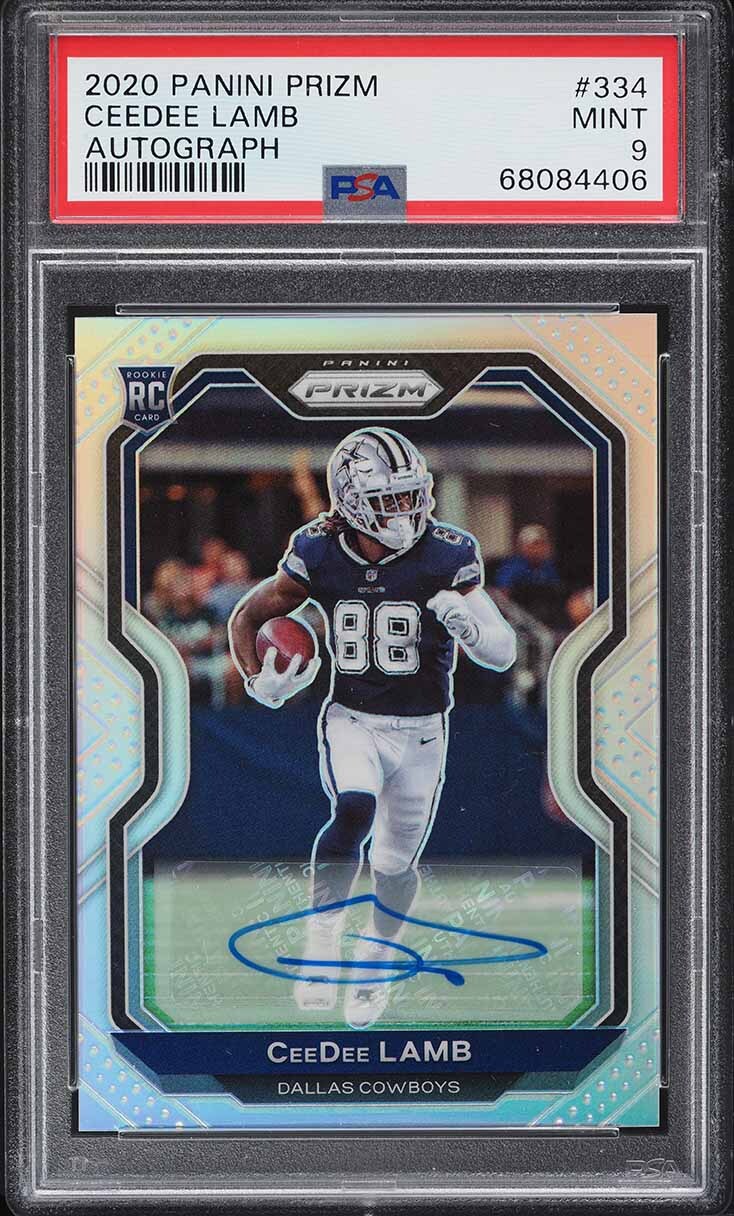 2020 PANINI PRIZM CEEDEE LAMB #334 AUTOGRAPH PSA 9