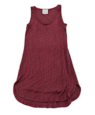 Womens Size L Wine Red Stretchy Ribbed Sleeveless Dress Shift Sundress NEW NWOT