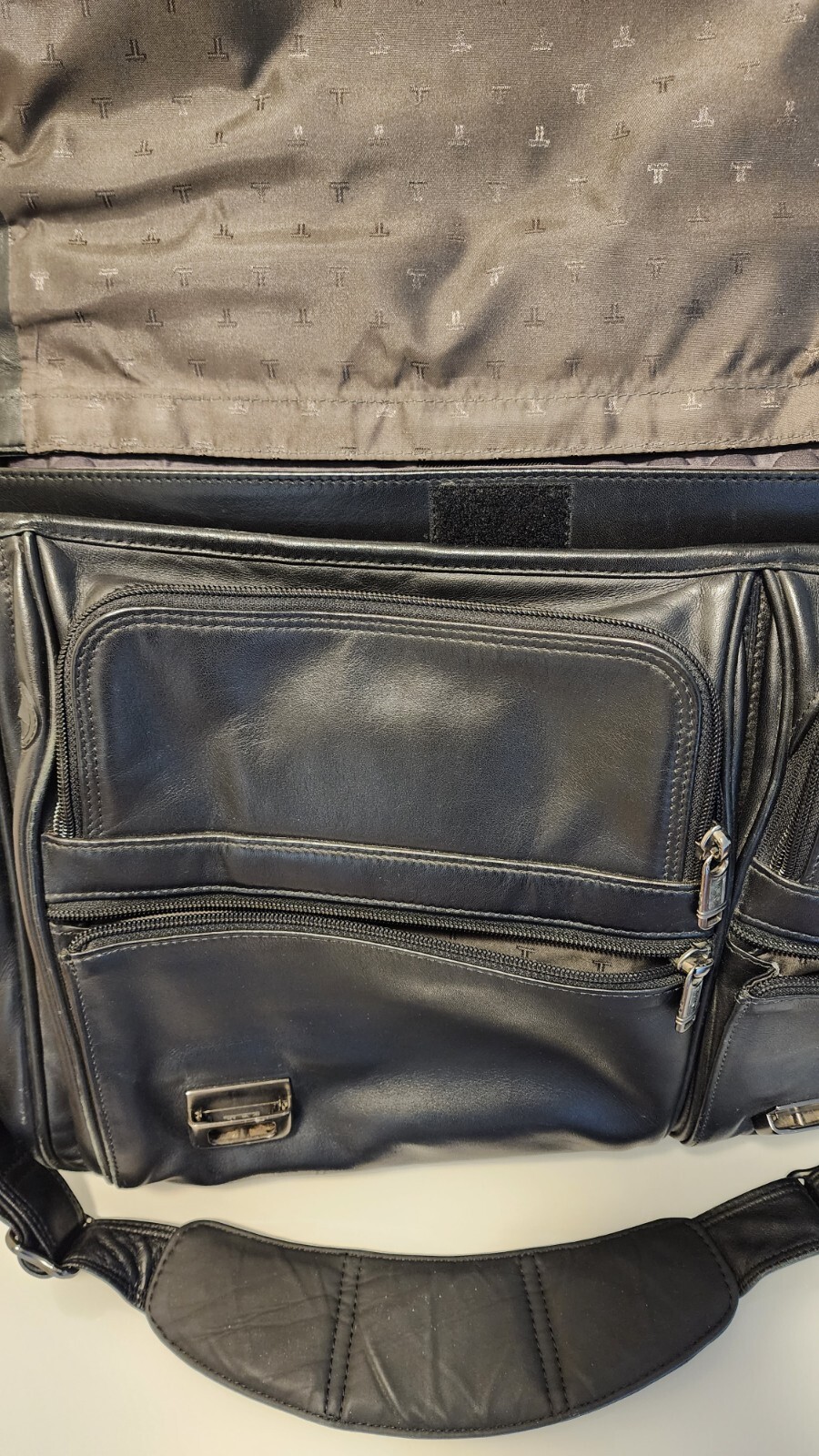 TUMI Leather Laptop Briefcase Work Alpha Crossbody Gem