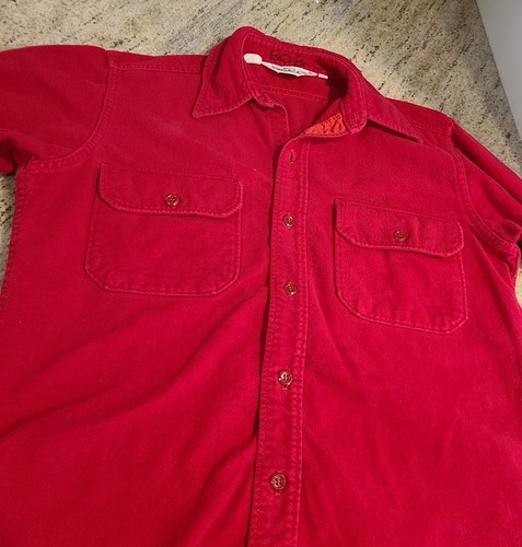 Vintage Woolrich 1571 Size M Chamois Cotton Flannel Shirt RED Heavy Warm - Picture 9 of 15