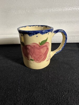 Sponge Paint RED APPLES ALPINE POTTERY ROSEVILLE OHIO 1996 Stoneware VNC 
