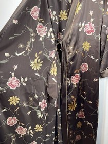 Sensara Front Tie Womens Maxi Sexy Robe Pockets Brown Floral Romantic Sz M