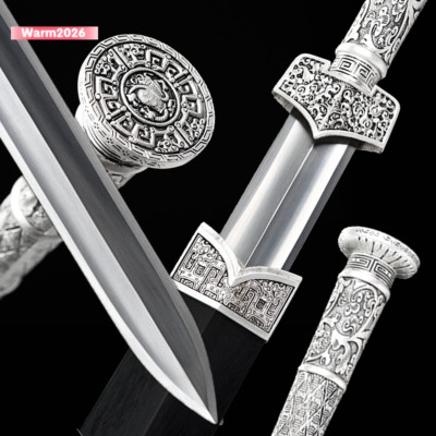 Double Edged Chinese KUNG FU Sword 1095 Carbon Steel Sharp Alloy Handle Y1393