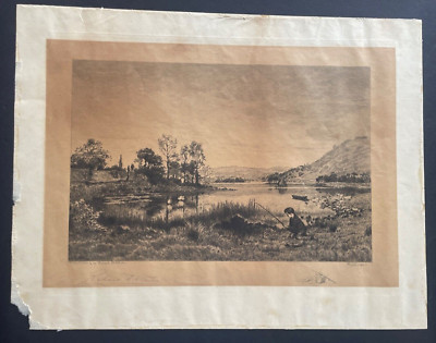 Early 1900s Pencil-Signed Landscape Etching by Richard D. Winter ''Rydal Water''