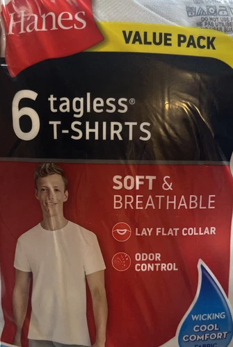 Hanes NWT 6pack White Crew Neck Tagless Men’s M T-shirt Sf7