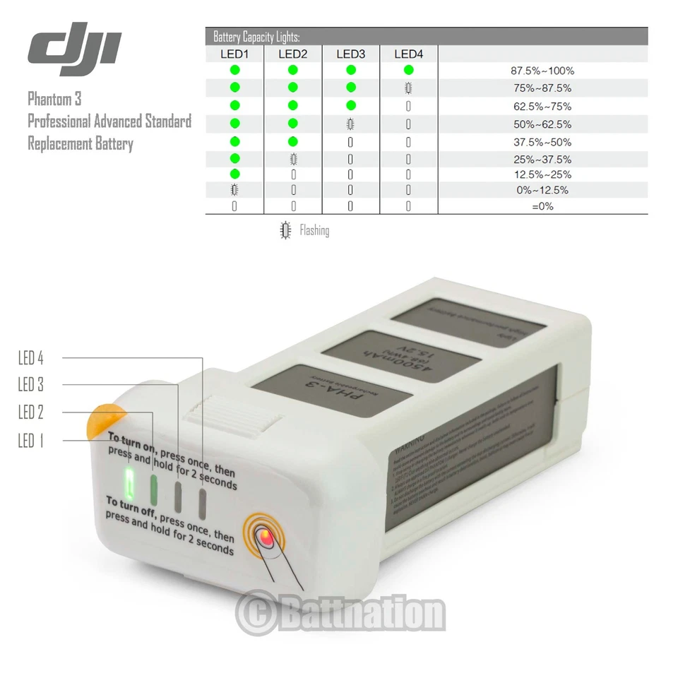 Batería de repuesto inteligente LiPo DJI Phantom3 Professional Advanced 4500 mAh Foto 3 de 4