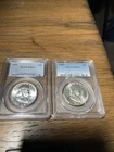 1955 50C Franklin Half Dollar PCGSGraded MS 64 Lot Of (2) Coins White Flashy PQ+