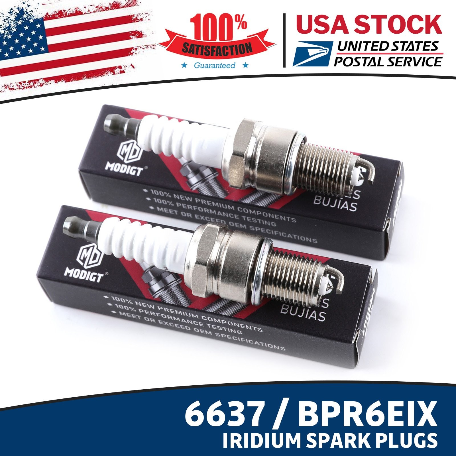 Modigt 2Pcs High-quality Spark Plugs OEM Replacement For NGK 6637 BPR6EIX