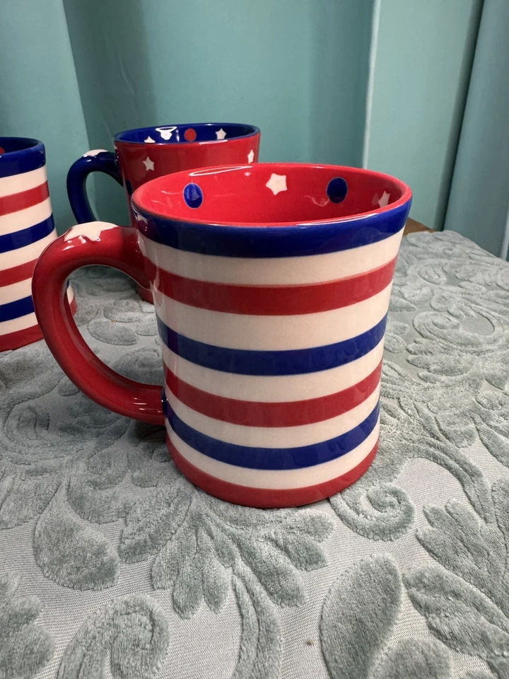 Temp-tations Patriotic Mugs 16oz Set Of 4. Beautiful Stars & Stripes - Image 3 of 4