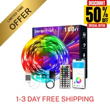 100Ft LED Strip Lights, Smart Light with App Remote Control, RGB LED Lights for 