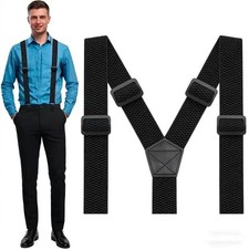 Heavy Duty Elastic Suspenders for Men Trouser Pants Braces Strap Work Belt USA