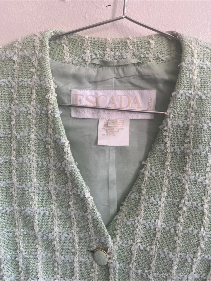 Traje Blazer Chaqueta + Conjunto Falda Vintage ESCADA Pastel Tweed Check 2 piezas Foto 3 de 4