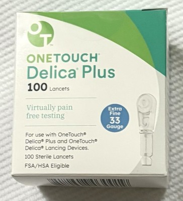 OneTouch Delica Plus Sterile Lancets - 100 Extra Fine 33 Gauge Exp 2029-10-31
