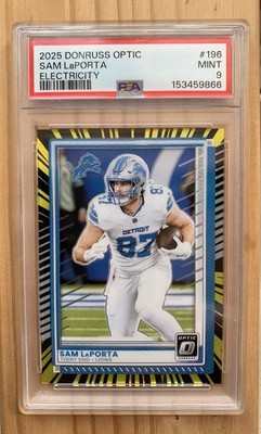 2025 Donruss Optic Sam Laporte Electricity /75 PSA 9 #196 POP 1 Lions