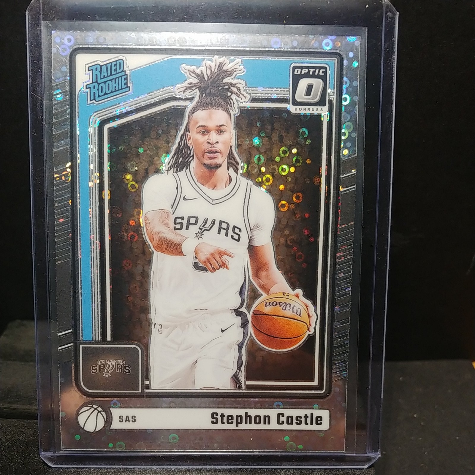 2024-25 Optic Stephon Castle #254 Silver Disco Prizm (RC) Spurs