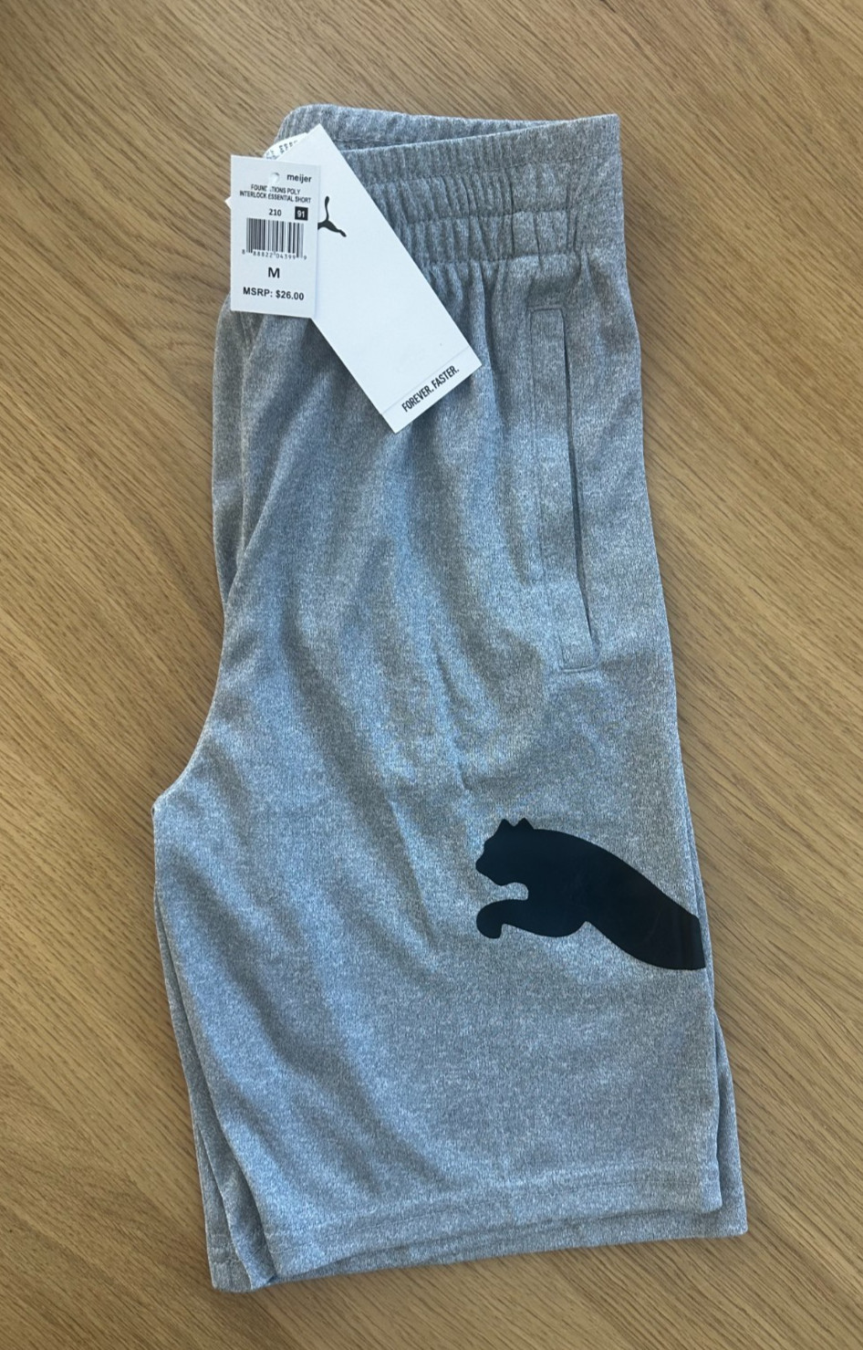 PUMA NWT Boys' Core Essential Athletic Shorts - M (10/12) - Heather Grey w/Blk thumbnail 3