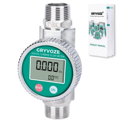 1 Inch Digital Water and Fuel Flow Meter Kit with Two Male Connectors - IP68 ...