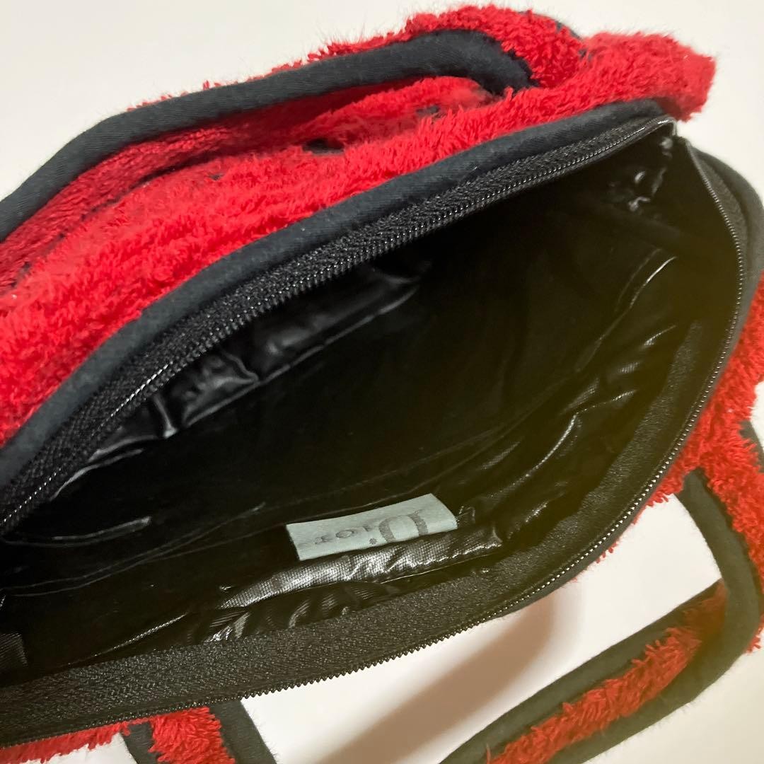 Dior J'adore Red Towel Fabric Bag Used with Wear and Stains thumbnail 3