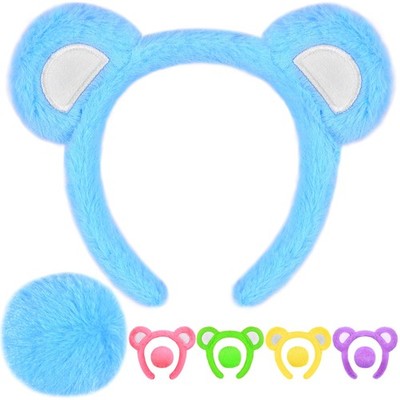 MUKOSEL Bear Ears Headband & Tail Set Animal Costume Blue Standard Size