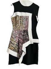 BCBG Max Azria Alessandra Mini Cocktail Dress Size 6 asymmetrical ruffled Overla
