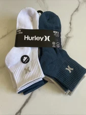 New Hurley Sport Active Mens Designer Cushioned 6 Pack Quarter Cut Socks Mixed
