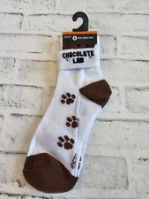 Women's Size Medium (6-11) For Bare Feet Chocolate Lab Paws Socks-NWT