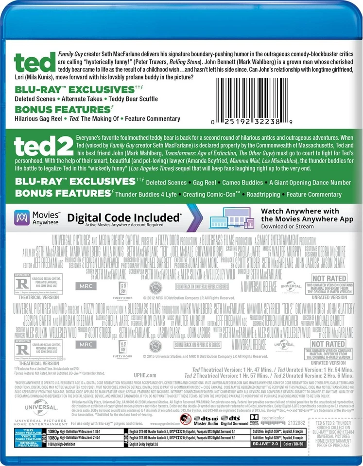 Ted / Ted 2 Blu-ray Mila Kunis NEW Foto 3 de 3