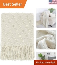 Beige Modern Throw Blanket 50x60 Soft Knit