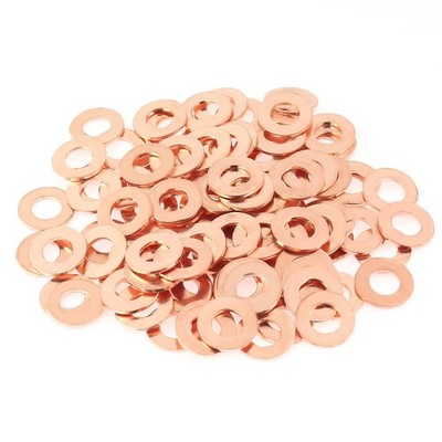 100PCS M6 Copper Sealing Washers 6x12x1mm Metric Flat Washers